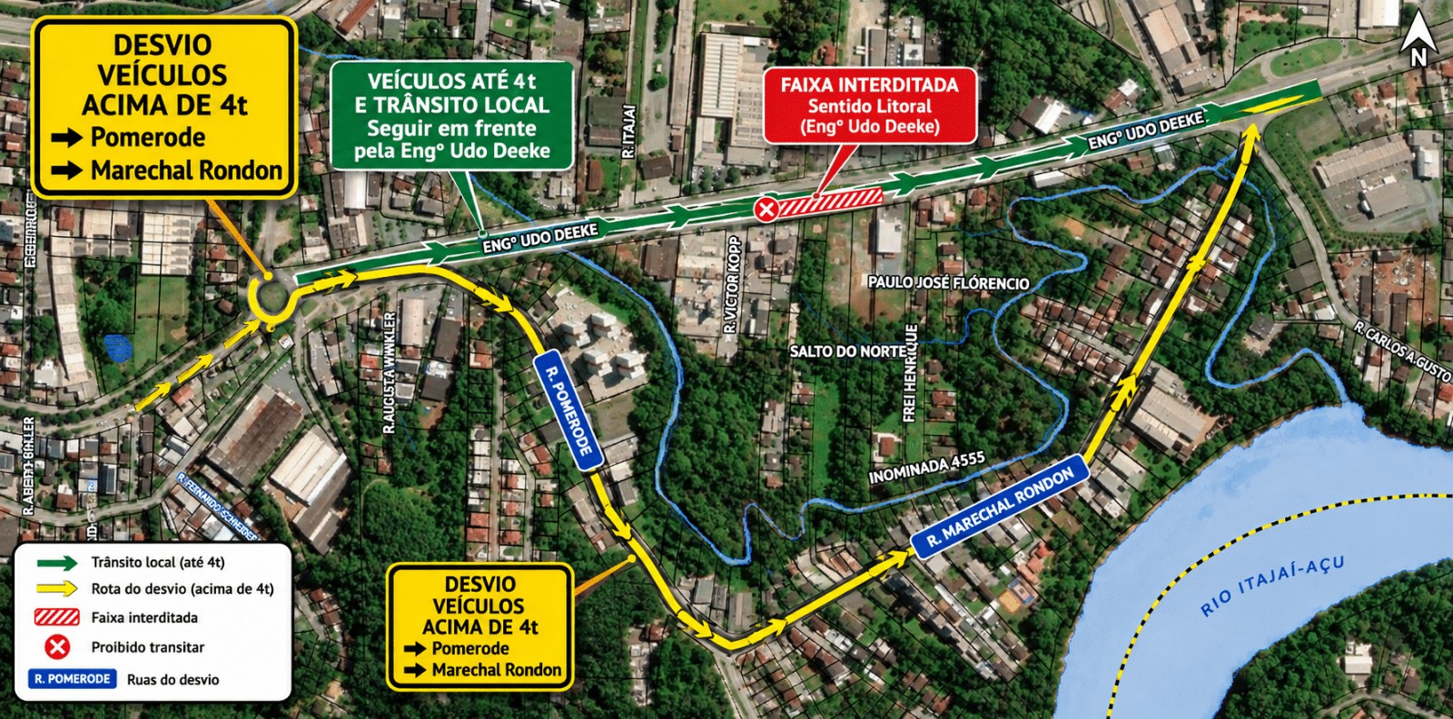Rua Engenheiro Udo Deeke tem trânsito alterado a partir desta sexta-feira, dia 2