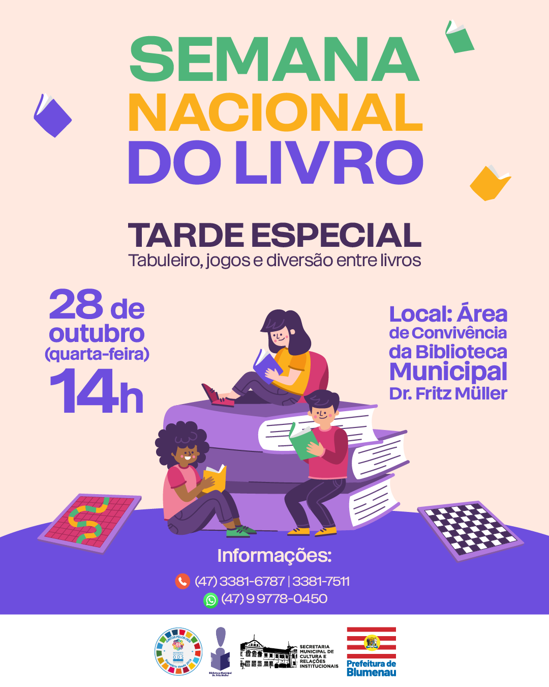 Biblioteca Municipal promove tarde de jogos de tabuleiro para crianças