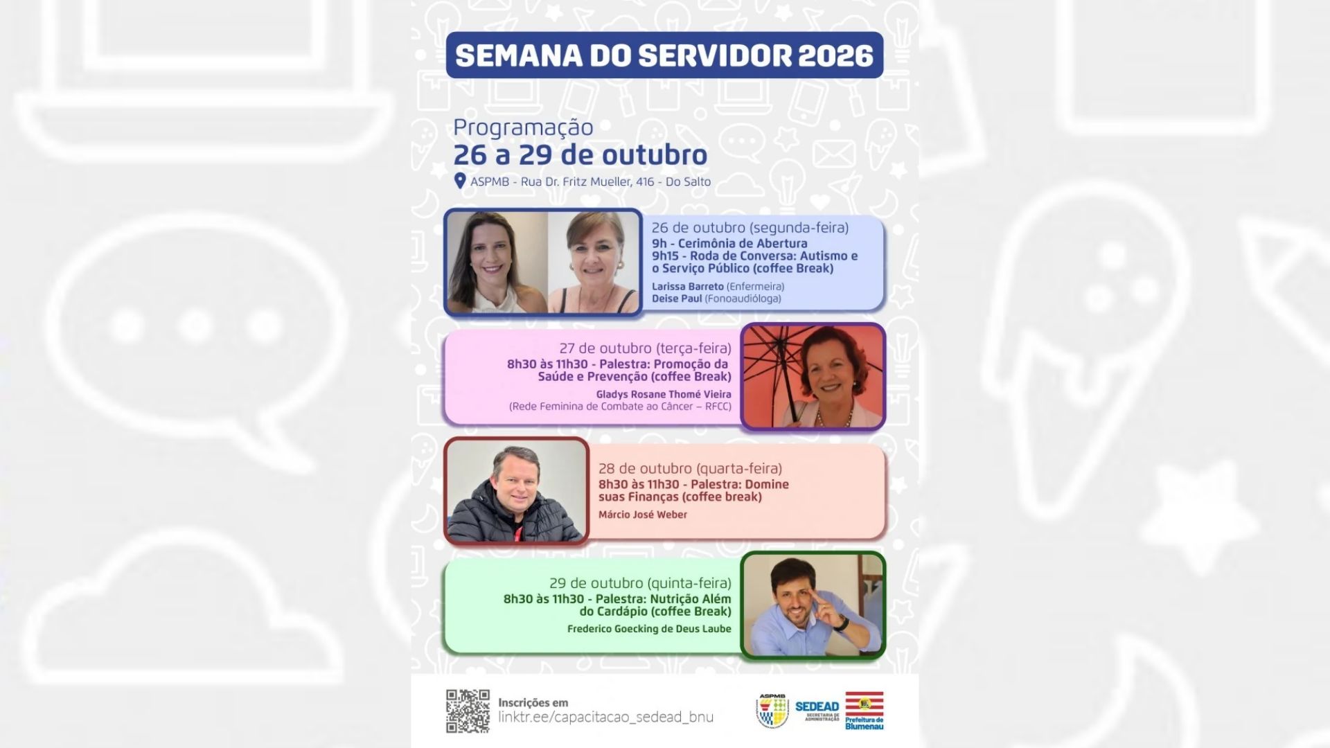 Semana do Servidor tem palestras sobre autismo, finanças e nutrição