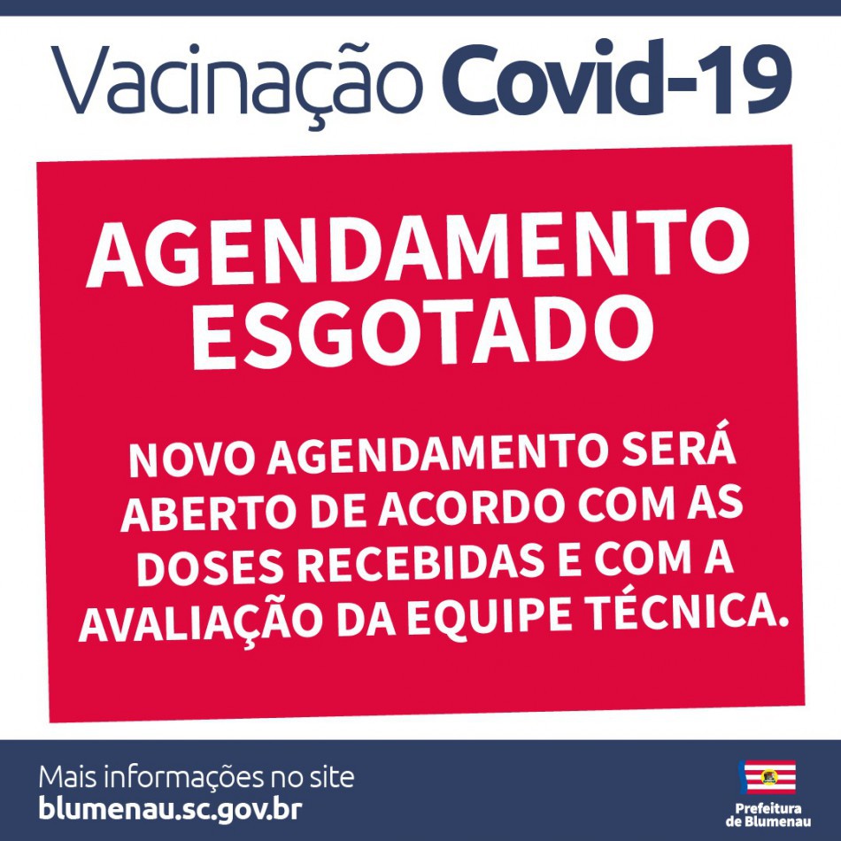 Agenda de vacinação contra a Covid-19 para sábado, dia 10, tem vagas preenchidas em Blumenau