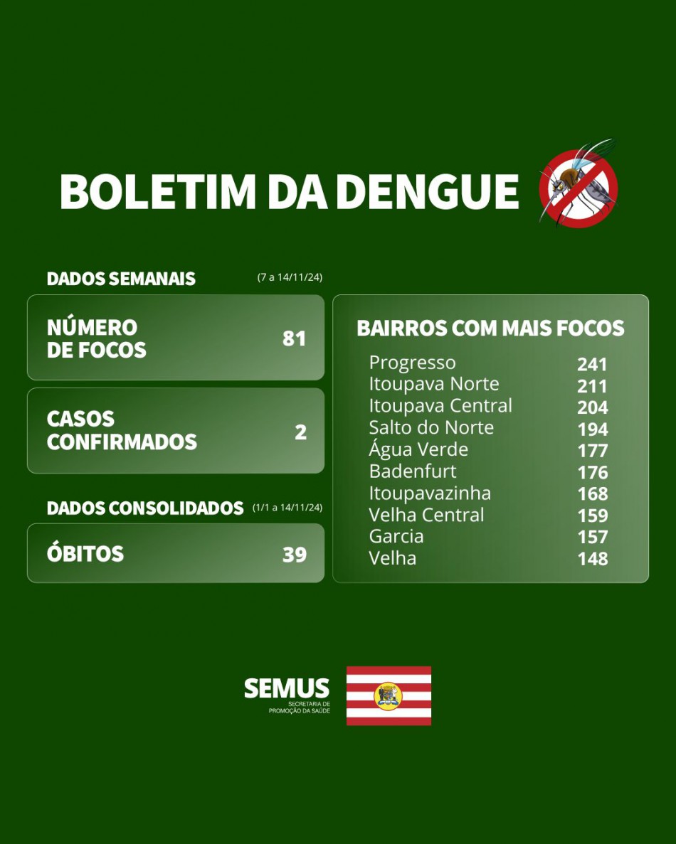 Boletim Dengue - 7 a 14/11/2024